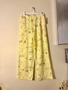 Yellow Kids Lounge Pants with Cartoon Print